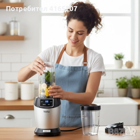 Мощен нутри блендер Oliver Voltz, 1200W с LED дисплей и 2 кани за смути (1000ml/800ml)
