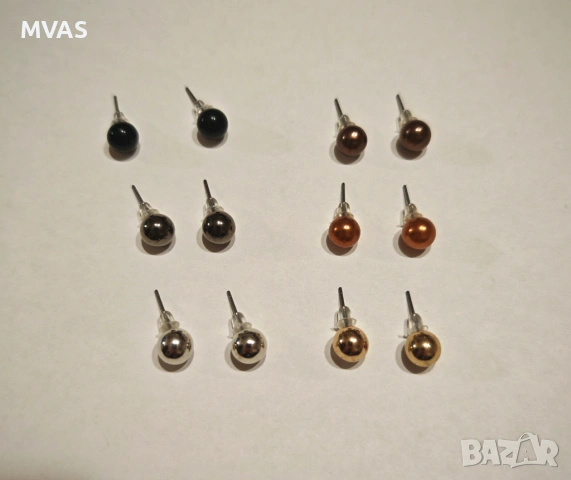 Нови дамски обеци топчета металик различни цветове