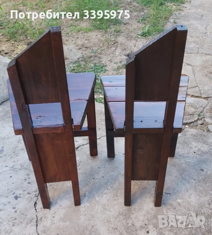 Два ръчно изработени дървени стола, снимка 6 - Столове - 51799120