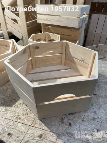 Дървена декоративна Щайга/Хексагон/шестоъгълник, снимка 9 - Оборудване за магазин - 48923019