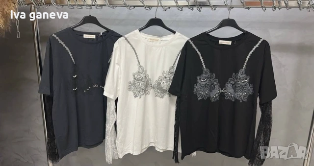 Блуза с дантела , снимка 2 - Блузи с дълъг ръкав и пуловери - 53144791