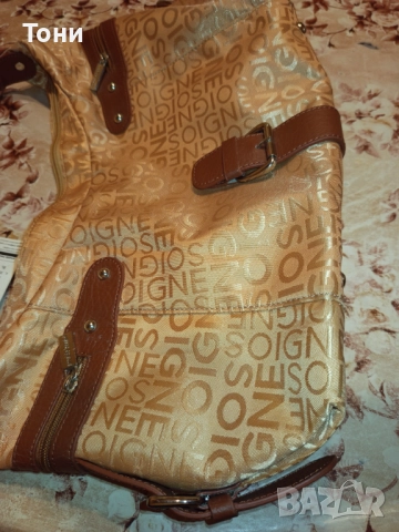 ARNALDO BASSINI Оригинал Нова Дамска Чанта от Естествена Кожа и Текстил с Етикет , снимка 13 - Чанти - 52418680