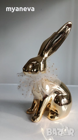 Порцеланово златно зайче, стилен акцент за всеки интериор . , снимка 7 - Статуетки - 53386855