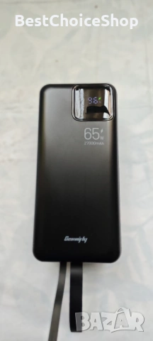 Мощен Power Bank, Външна батерия Genmifly 27000mAh 65W PD с бърз вход/изход, вграден USB-C, снимка 3 - Външни батерии - 53585464