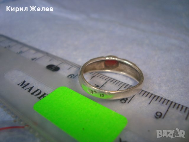 СТАРИНЕН СРЕБЪРЕН с ЧЕРВЕН КЕХЛИБАР АРТ ДЕКО ПРЪСТЕН СРЕБРО 925 с 3 МАРКИРОВКИ и МАРКАЗИТИ 27192, снимка 15 - Антикварни и старинни предмети - 36869057