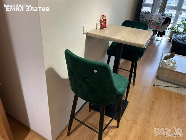 К-Т маса и Бар СТОЛОВЕ 2БР тъмнозелени/кадифе, снимка 3 - Столове - 52480796