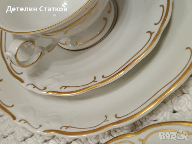 Винтидж порцеланов сервиз Wałbrzych – Полша (5 сета + захарница), снимка 9 - Сервизи - 52370130