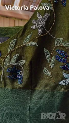 Елегантна зелена  ленена рокля JONES USA, снимка 16 - Рокли - 49873503