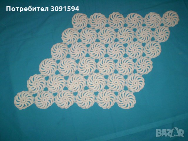 Старинна плетена на една кука покривка за маса тишлайфер, снимка 3 - Покривки за маси - 34865124