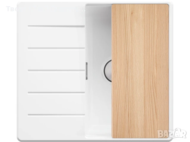 Бяла кухненска гранитна мивка Копенхаген 40 Top 550 x 500 мм, снимка 8 - Мивки - 51015721