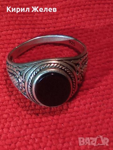 СКЪПОЦЕНЕН ОРНАМЕНТИРАН РЕТРО СРЕБЪРЕН ПРЪСТЕН СРЕБРО 925 АНГЛИЯ ЮВЕЛИРНО ШЛИФОВАН ЧЕРЕН ОНИКС 40625, снимка 18 - Пръстени - 42656041