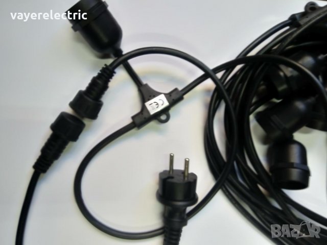 Декоративен кабел 10м-10 фасунги и 15м-15 фасунги- влагозащитен, снимка 5 - Лампи за стена - 25361357