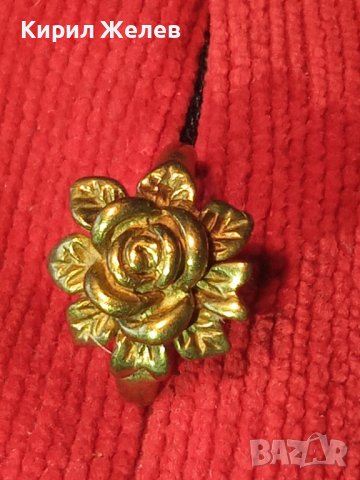 Старинен бронзов пръстен роза ювелирна изработка уникат -12739, снимка 2 - Антикварни и старинни предмети - 28889239