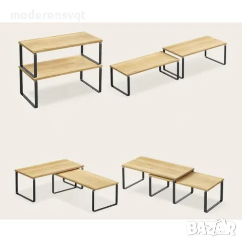 Бамбуков кухненски рафт - 2 бр, снимка 6 - Органайзери - 49989691