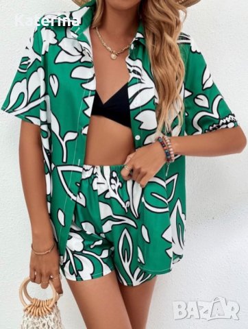 Луксозен сатенен сет - риза с панталонки - НАМАЛЕН, снимка 5 - Комплекти - 36807057