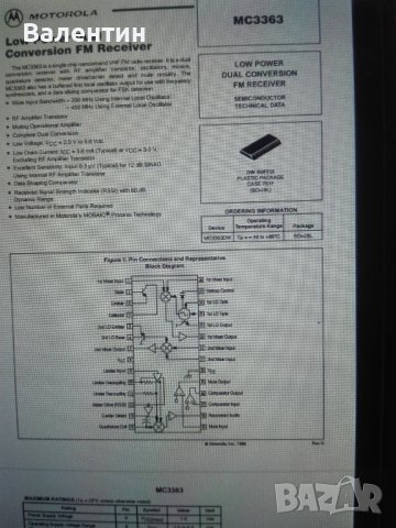 MC3363DW - интегрална схема FM - receiver, снимка 2 - Ресийвъри, усилватели, смесителни пултове - 43836359