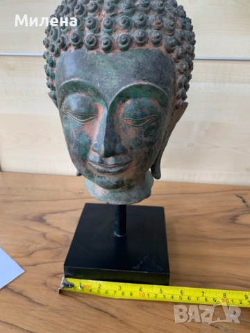 Бронзова глава на Буда, снимка 3 - Антикварни и старинни предмети - 52478018