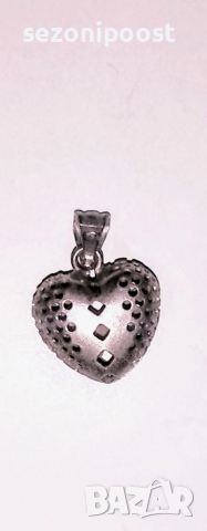 🍀Дамски медальон висулка обемно сърце сребро 925!🍀
