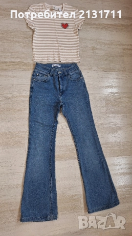 Дамски лот дънки pull&bear i блуза H&M , снимка 6 - Дънки - 52135573