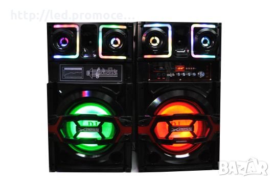 Караоке Комплект Активни Тонколони с вграден усилвател, два безжични микрофона, FM радио,BL/ SD/USB, снимка 4 - Караоке - 26824879