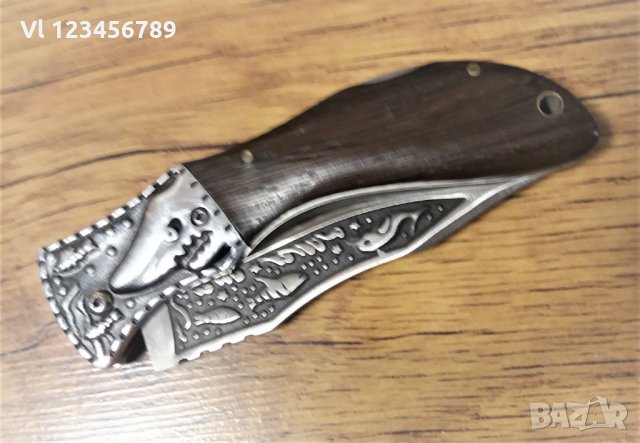 Сгъваем руски джобен нож с гравиран Акула+калъф-сталь 65х13, снимка 8 - Ножове - 28100258