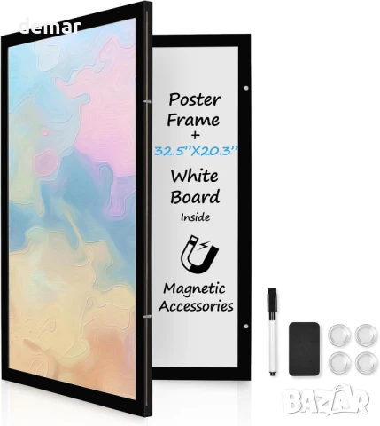 Okydoky Затворена бяла дъска с дървена рамка (MMB-3040)