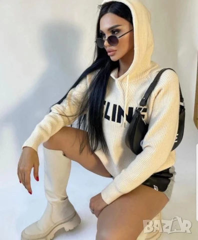 блуза celine от фино плетиво и бродирано лого 