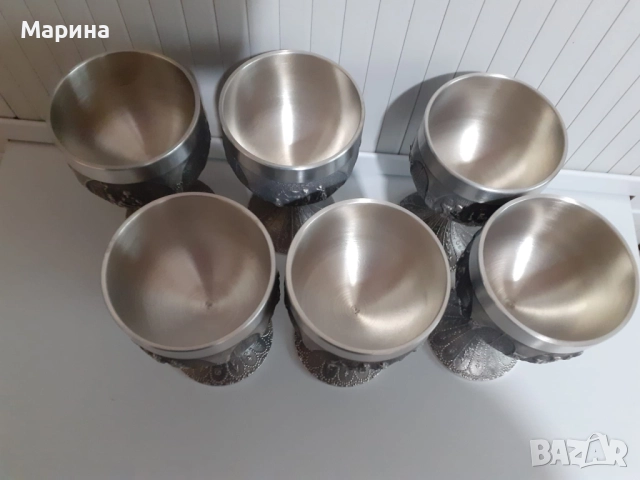Чаши за вино от калай Antik*Vintage#91, снимка 5 - Антикварни и старинни предмети - 52010206
