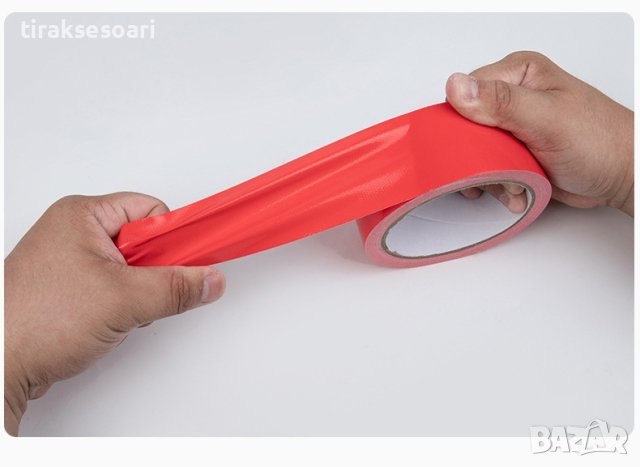 Армирана Червена лента, Червено тиксо за брезент 20 метра х 50мм , снимка 2 - Аксесоари и консумативи - 43009888