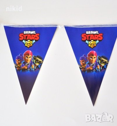 Брау Броу Старс Brawl Stars Бролстарс 10 бр Парти Гирлянд Знаменца Флаг Банер флагчета