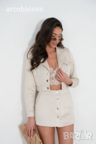 Дамски елегантен комплект BLISS с яке и пола/къси панталони, 2цвята , снимка 9 - Комплекти - 49784930