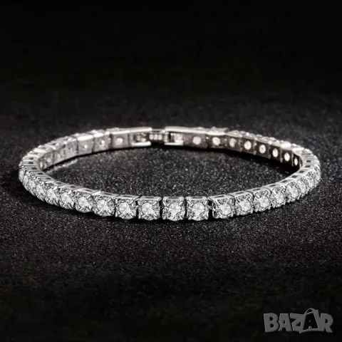 Сребърна гривна със сапфири, снимка 2 - Гривни - 48473929