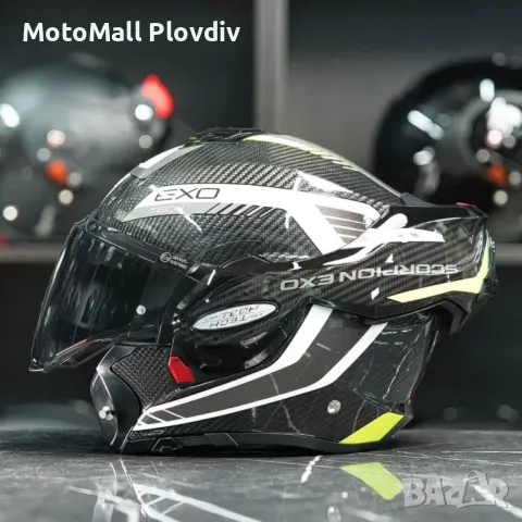 Scorpion Exo-Tech Evo Carbon Cosy Black-Neon yellow, снимка 2 - Аксесоари и консумативи - 50432858