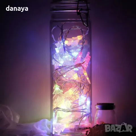 5402 Многоцветни коледни лампички Елхички, 28 LED, 280 см, снимка 4 - Лед осветление - 47820335