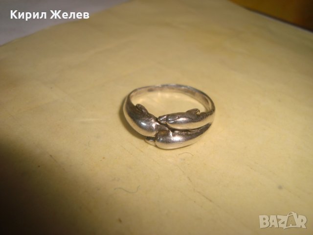 ДЕЛФИНИ - СТАР ФИГУРАЛЕН СРЕБЪРЕН ПРЪСТЕН ВИСОКА ПРОБА СРЕБРО МАЙСТОРСКА ИЗРАБОТКА АНГЛИЯ 26809 , снимка 10 - Пръстени - 34895919