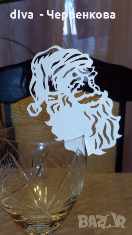 Коледни /новогодишни/ тейбъл картички за чаши - камбанка и дядо Коледа