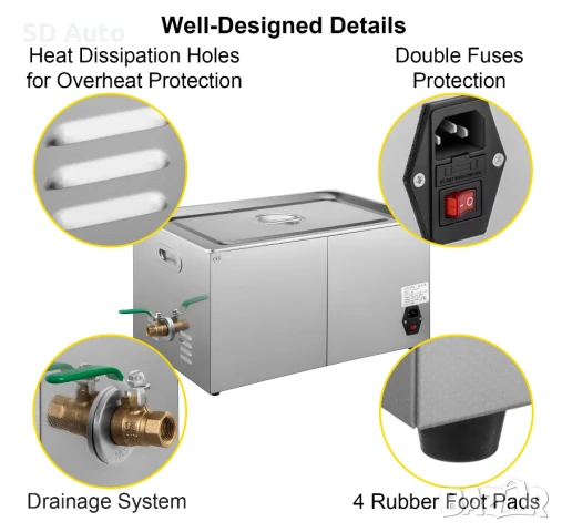 Ултразвукова дигитална почистваща вана  22 Литра / 40 kHz, снимка 7 - Други инструменти - 50498071