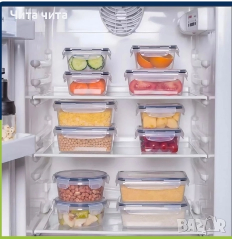 Комплект от 12 кутии за храна за обяд – пластмасови контейнери с капаци, снимка 5 - Кутии за храна - 52860403