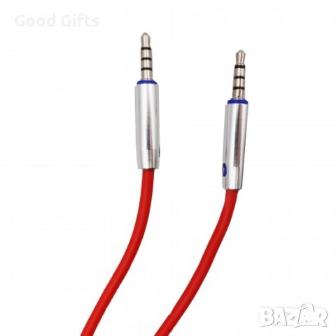 AUX кабел за музика с 3 пина - Червен