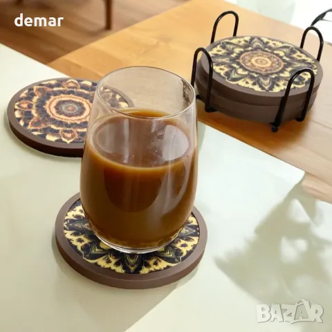 Абсорбиращи подложки за напитки с държач - 6 броя, силиконови подложки с мека филцова вложка, снимка 2 - Други стоки за дома - 49096626