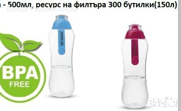 DAFI – бутилка с филтър за пречистване в червен или син цвят ресурс 300 бут, снимка 3 - Буркани, бутилки и капачки - 39225790