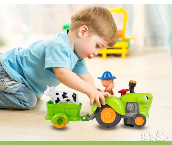 Детски трактор с ремарке, интерактивна играчка с музика , снимка 4 - Коли, камиони, мотори, писти - 52249935