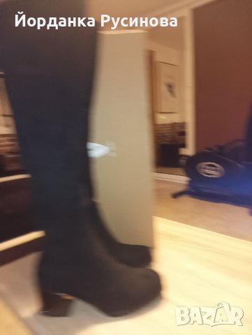 Намалям!Велурени чизми с ефектен ток,38 номер , снимка 5 - Дамски боти - 43272313