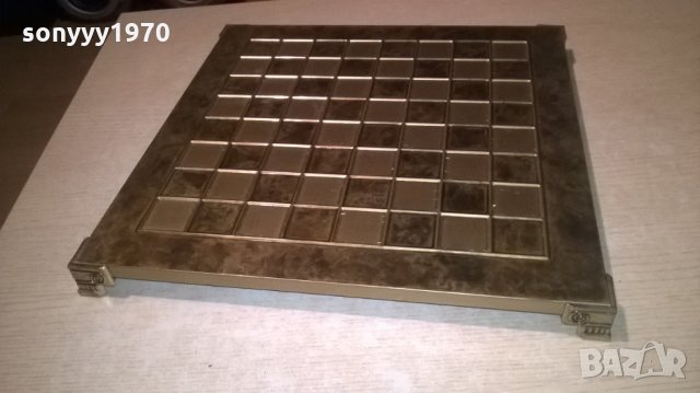 антика-маса за шах-с обков мед/месинг-37х37см-внос англия, снимка 14 - Колекции - 26346861