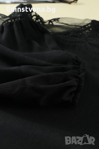 Дамска елегантна блуза в черно с дълъг ръкав, снимка 6 - Блузи с дълъг ръкав и пуловери - 43503229