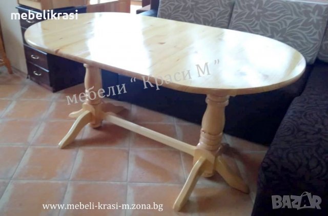 Маса  ”Денвър” елипса 100/160+40см.- Масив.Налична!!!, снимка 4 - Маси - 37573779