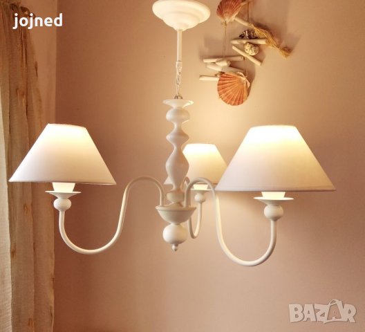  Класика в бяло,полилей с абажур, лампа за таван с шапка,,модерно осветление за спалня,трапезария, снимка 2 - Лампи за таван - 26410033