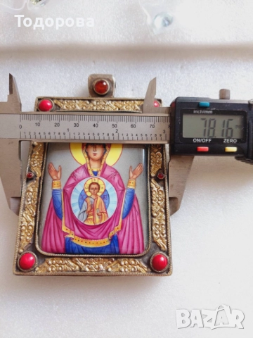 Руска сребърна емайлова икона(панагия) сребро 84, снимка 9 - Икони - 52943329