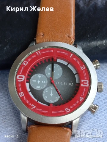 Фешън модел мъжки часовник COLISEUM работи кожена каишка перфектен 11123, снимка 8 - Мъжки - 51095308