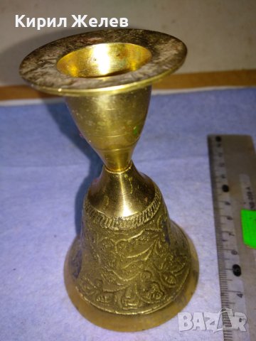 СТАР ФЛОРАЛНО ОРНАМЕНТИРАН БРОНЗОВ СВЕЩНИК - КАМБАНКА За ДЕКОРАЦИЯ КОЛЕКЦИЯ 42689, снимка 9 - Декорация за дома - 43980872